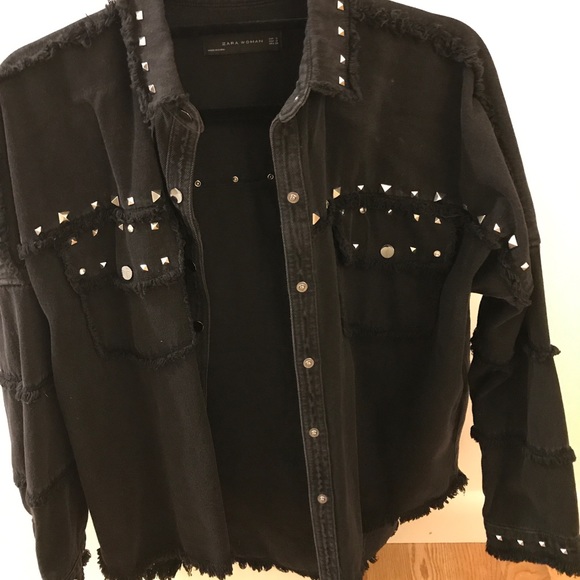 zara studded denim jacket